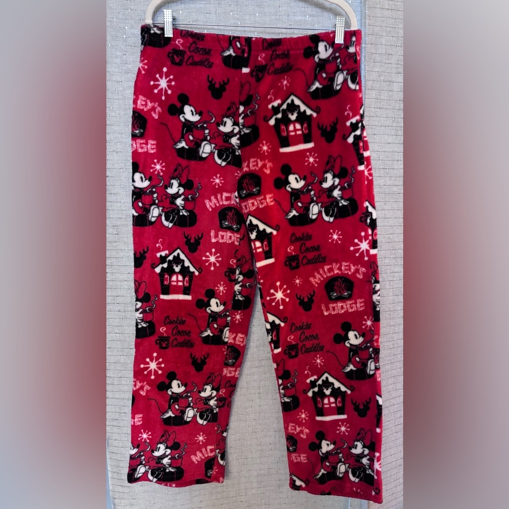 Disney Red and White Minnie & Mickey Mouse Fleece Pants